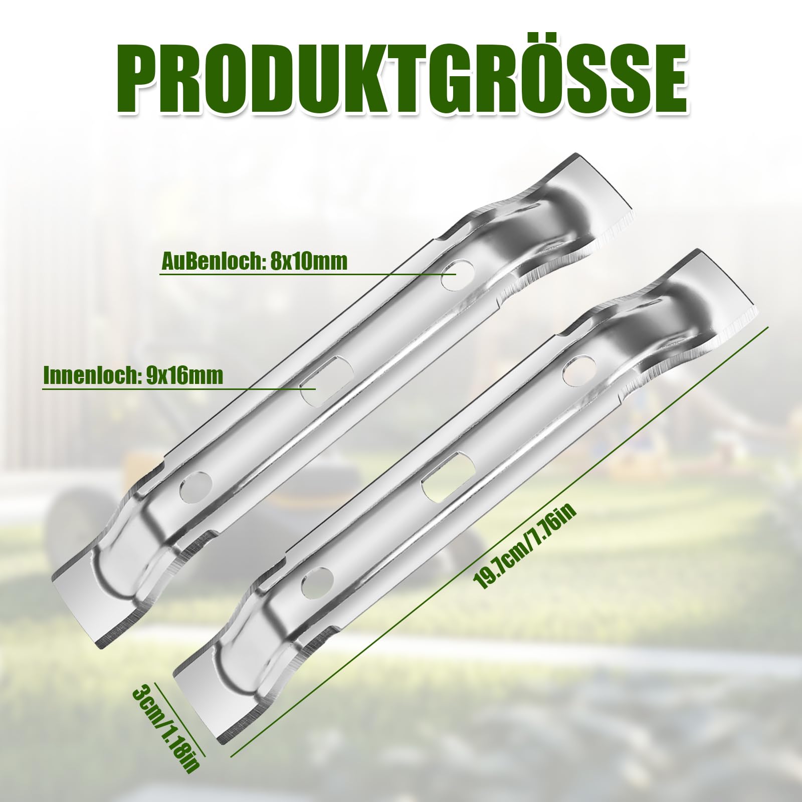 NathrBTV 2 x 20 cm roestvrijstalen messen voor robotmaaier Stihl Viking MI 422 voor iMow RMI 422