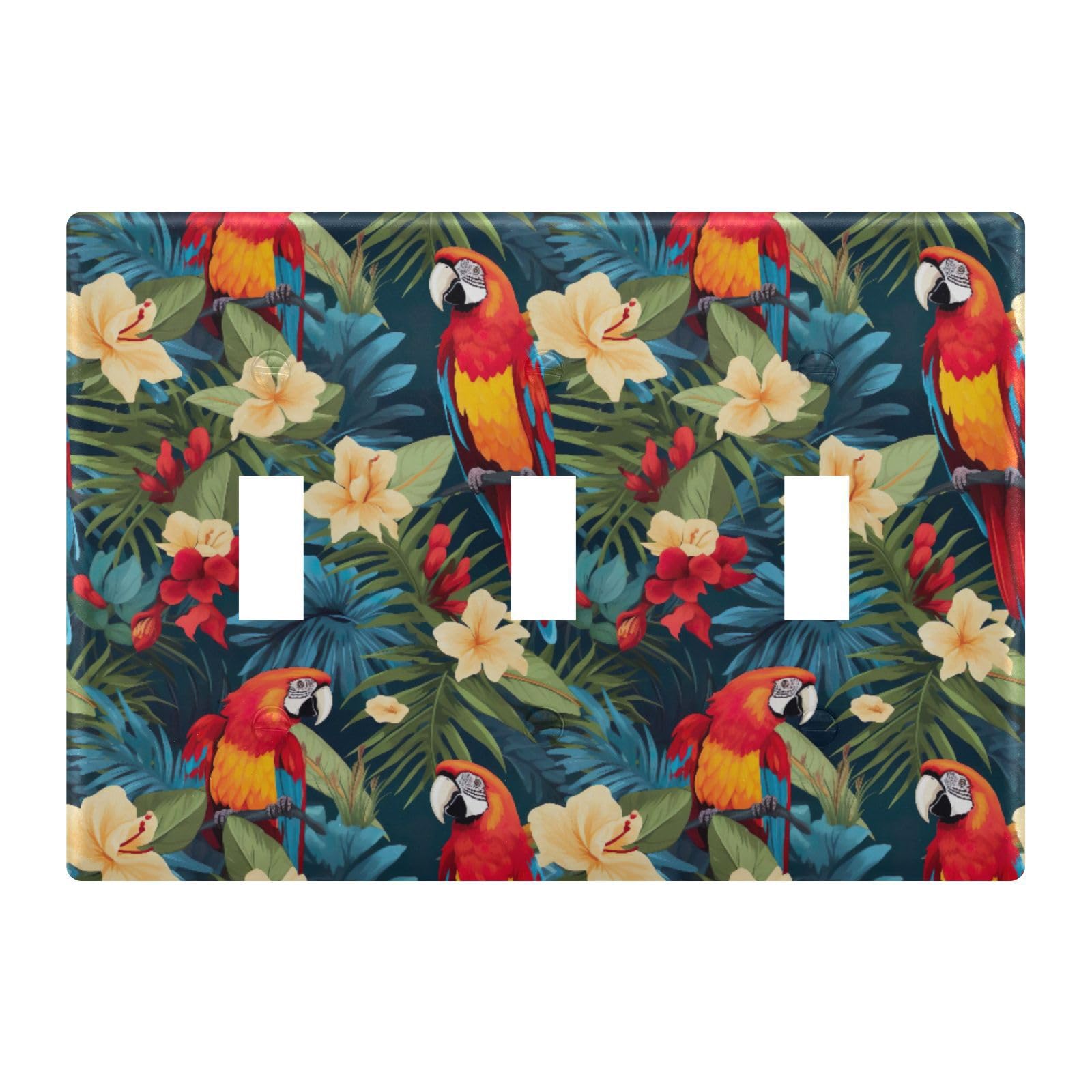 Light Switch Cover Parrot Tropical Wall Plates for Electrical Outlets 3 Gang 202a8792