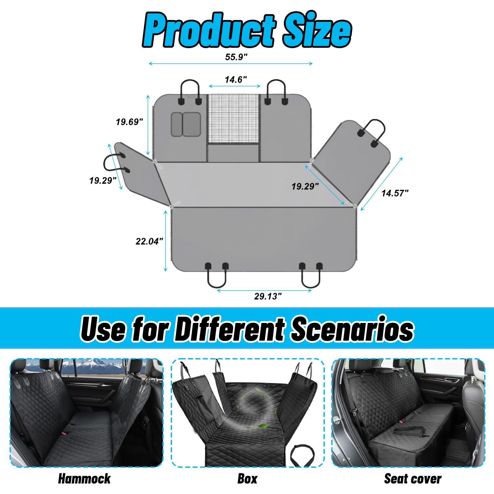 Afcabakila Dog Car Seat Cover for Back Seat with Mesh Window, Waterproof Dog Hammock, 600D Heavy Duty Pet Seats Cover with Side Flap, Anti-Scratch Nonslip Pet Seats Protector for Cars Trucks SUV - image 2