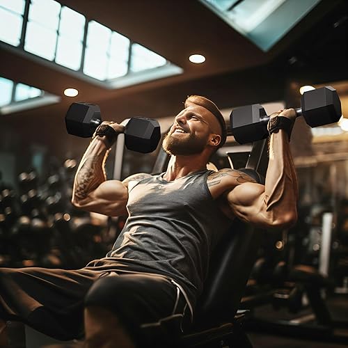 Miniatura 5 de GRETERST Juego de mancuernas hexagonales con revestimiento de goma, pesas de mano para ejercicio y acondicionamiento físico para gimnasio en casa,