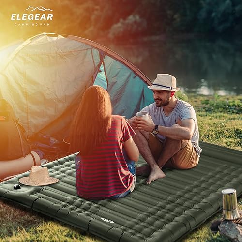 Miniatura 8 de Elegear Colchoneta de dormir doble para campamento, 4.7 pulgadas, ultra gruesa, para 2 personas con almohada con bomba de pie integrada, alfombrilla
