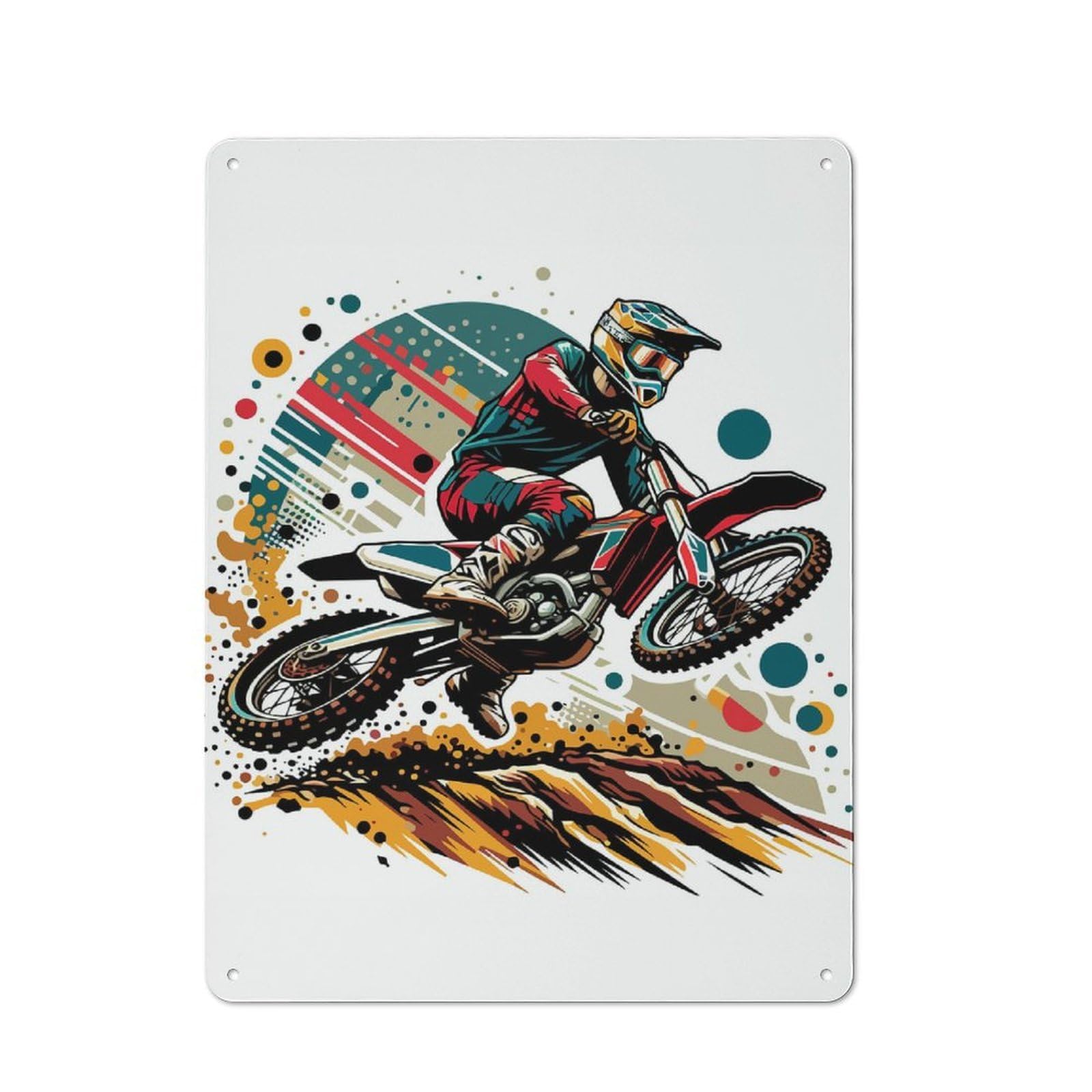 Junmoney Motocross Wpap Pop Art Col Casual Metal Wall Decor 40X30cm, Tin Sign For Greenhouse, Garden Room, Cafe Or Entryway