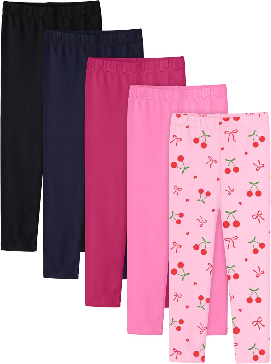 Resinta 5 Packs Toddler and Baby Girls Leggings Pants Full Length Cotton Basic Leggings Stretchy Soft Leggings Tights Pants