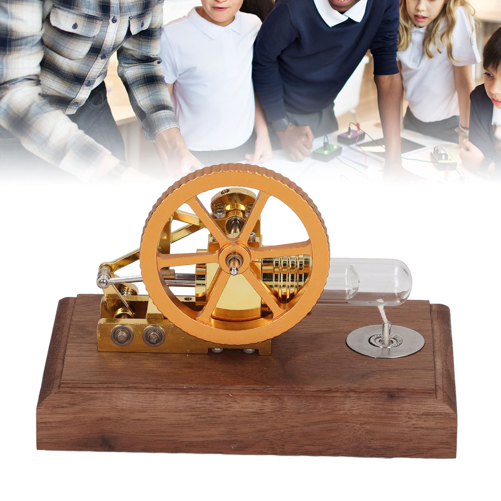Motore del Motore, Motore del Motore Stirling Che Funziona Continuamente Per Oltre 8 Ore in Acciaio Inossidabile a Velocità Regolabile con Bottiglia di Alcol Motore Stirling Ad Aria Calda Per L'istruz
