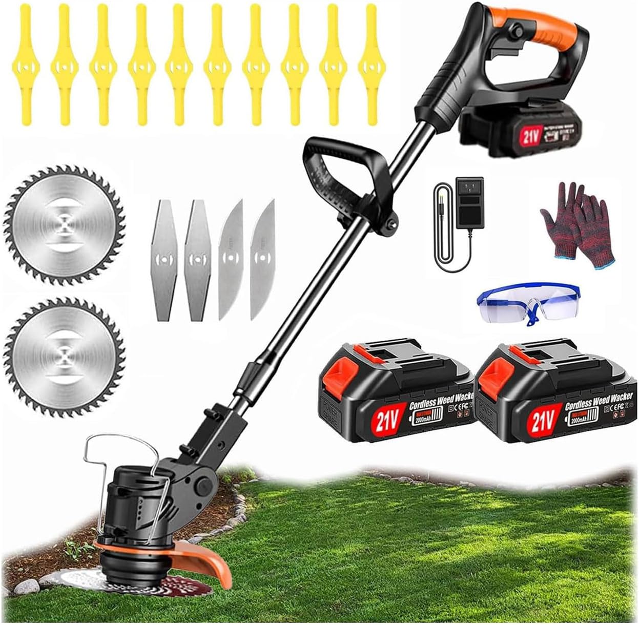 Battery Powered Weed Eater/Battery Powered Weed Eater/Grass Trimmer21v (Batteries & Charger Included) Cordless Edgers for Lawns