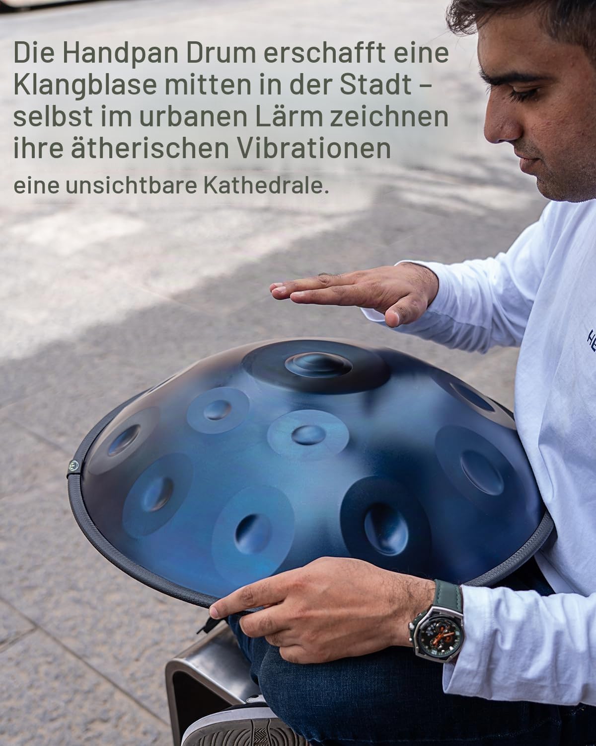 Handpan instrument 440 hz d-Moll 22 Zoll Hand Pan Stahltrommel hand drum 9 Notas 10 Notas 12 Notas Premium-Stahlzungentrommel für Meditation und Entspannung (Blue, 9yin)