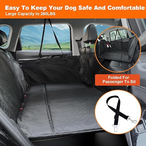 Miniatura 5 de Vailge Funda de asiento de automóvil para perros, extensor de asiento trasero grande para perros, impermeable, no inflable, parte inferior dura,