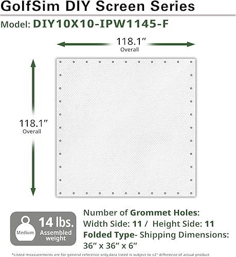 Miniatura 2 de Elite Screens GolfSim - Pantalla de proyección de impacto para bricolaje, 10 x 10 pies, pantalla de simulación multideporte con ojales de metal.