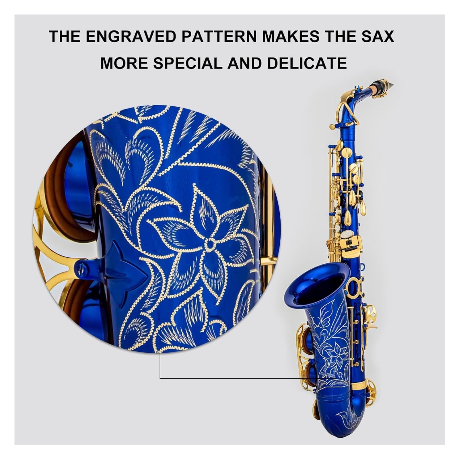 Przyciski muszli, instrumenty muzyczne, saksofon,Eb Alto Brass E Flat 802 Instrument dęty drewniany z wyciorem ściereczka rękawiczki pasek wyściełany futerał,Alto,(Blue)