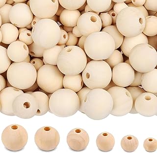 200pcs 16mm Wooden Beads for Crafts, Unfinished Natural Wood Bead Bulk Wood Spacer Round Predrilled Wooden Balls for Craft Making Decorations, DIY Crafts and Macrame (200Pcs*16mm)