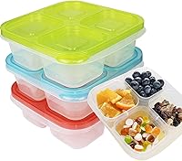 Vista 8 de Finorder 4 Pack Contenedores de Paja de Trigo, Caja Bento Reutilizable de 2 Compartimentos Colorida para Niños Pequeños, Contenedores de Comida