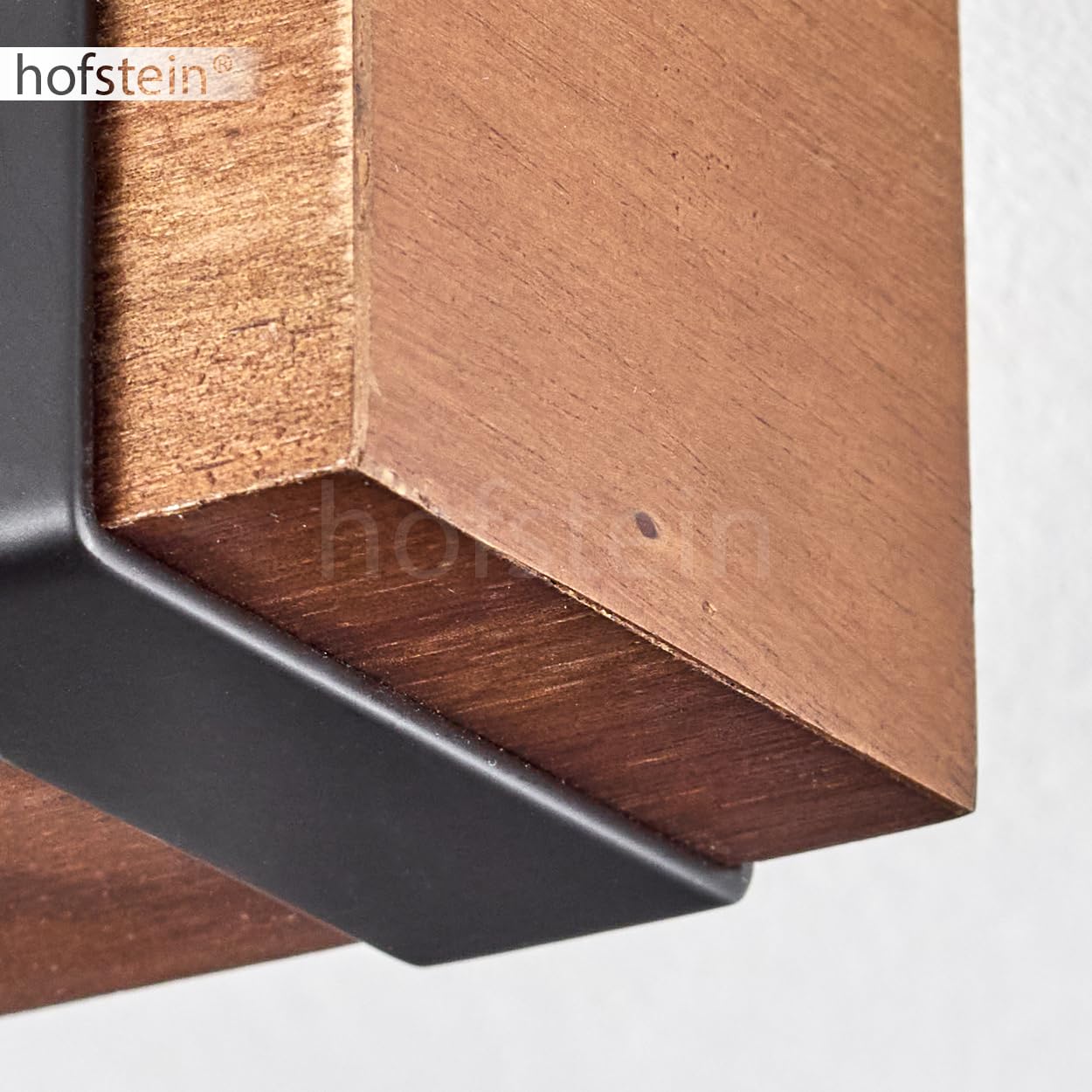 HOFSTEIN Deckenleuchte Safari, verstellbare Deckenlampe aus Metall/Holz in Schwarz/Natur, Leuchte im Industrial/Retro/Vintage-Design, Holzbalken, 5 x GU10, Wohnzimmer, Esszimmer, Schlafzimmer, Küche