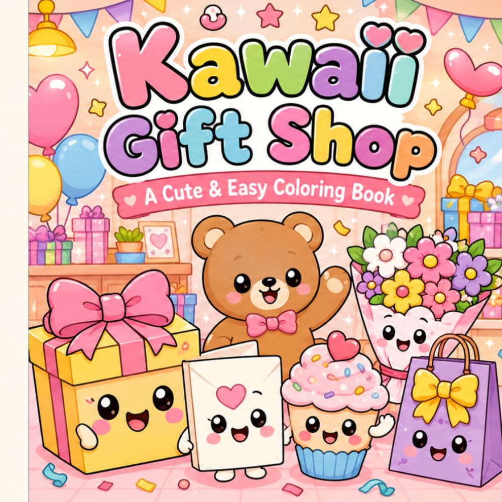 Kawaii Gift Shop: A Cute & Easy Coloring Book