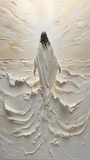 Mireita Jesus-Wall Art-Serene White Jesus Walking On Water Poster For Church Room Decor-Christian-Art Canvas Print Picture For Home Living Bedroom Office Decor