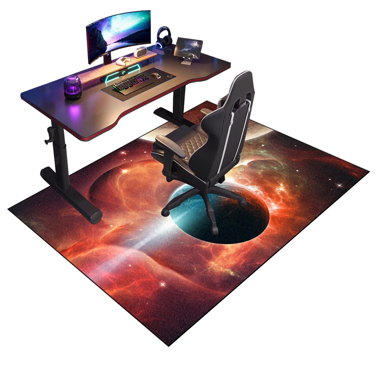 Tapis Chaise Gaming Antidérapant Tapis Protection Sol Chaise Bureau, Tapis Gaming Sol pour Sols durs, Tapis de Sol pour Bureau, Tapis de Chaise à Rouler Protège Sol sous Chaise 130 x 150 cm