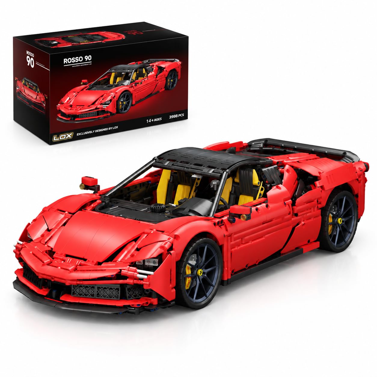 1:8 Scale Supercar Building Set for Adults, Designed by LOX, ROSSO 90