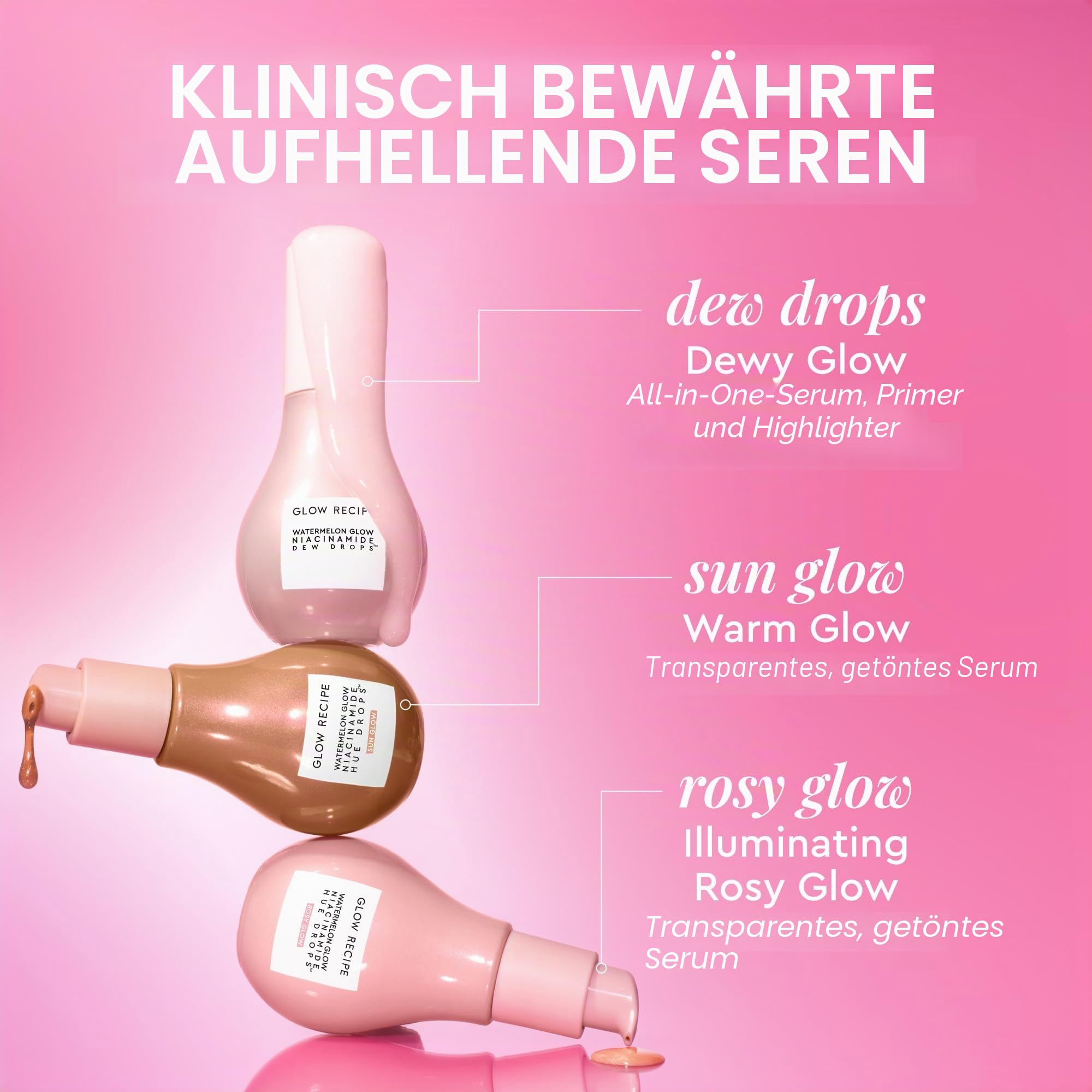 Glow Recipe Hue Drops getöntes Gesichtsserum – leuchtende Drops zum Aufhellen und Hydratisieren – Hautpflege-Make-up-Primer & flüssiger Highlighter