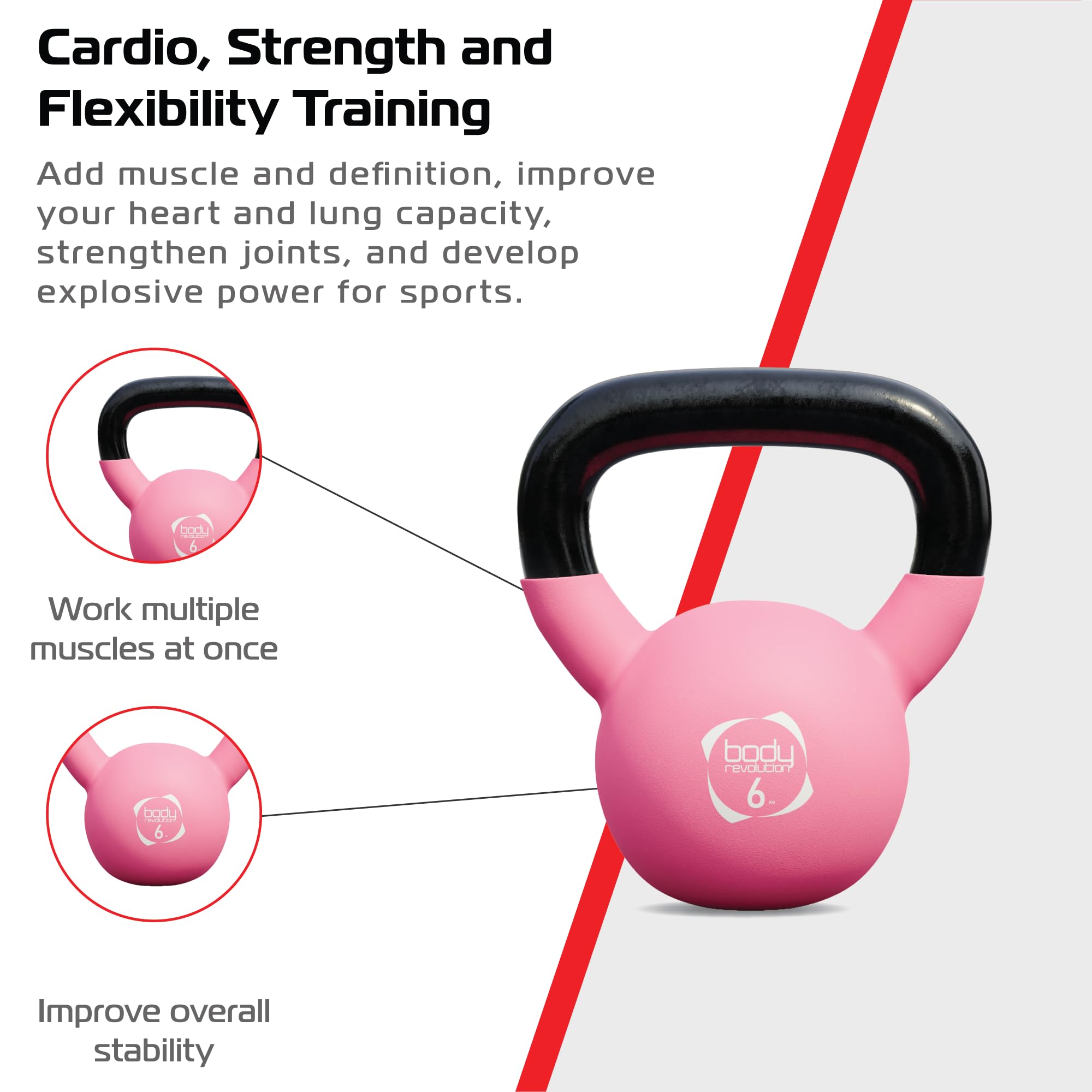 Body Revolution Neoprene Coated Cast Iron Kettlebells, Home and Gym Weights - Image 3