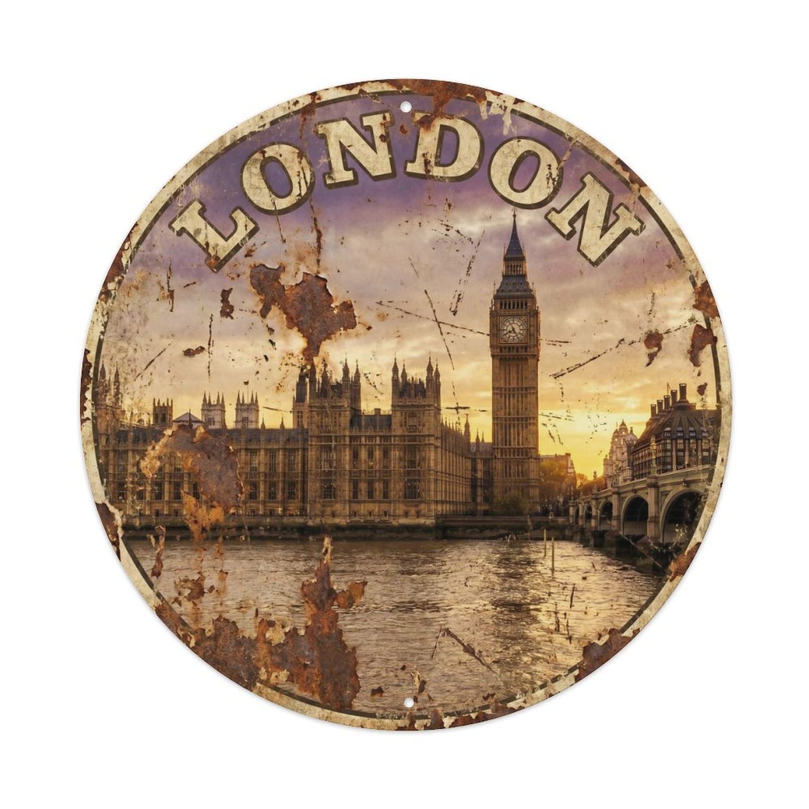 Fqcyn Style Vintage Travel Britain Parliament Landmark Metal Tin Sign