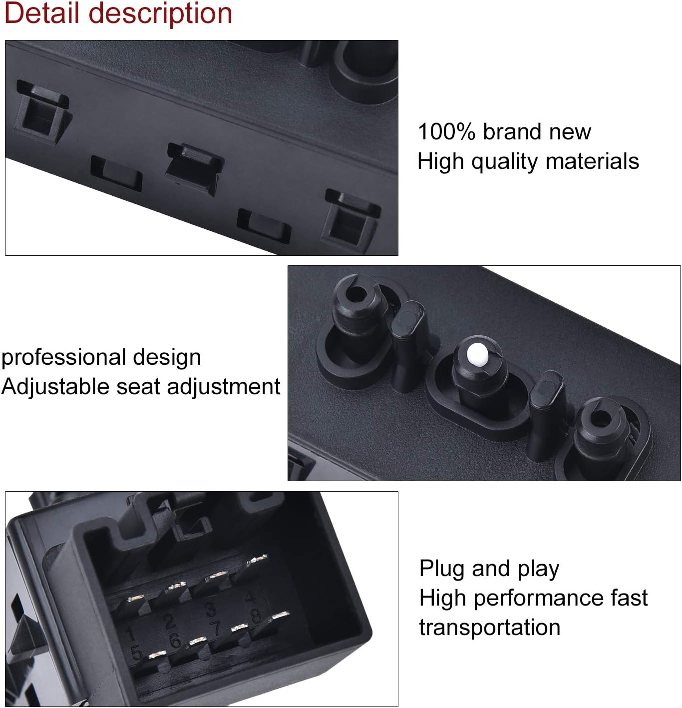 SPEEDWOW Driver Side Power Seat Switch Adjuster Control Recline PSW5 Compatible with 2005-2016 Ford Lincoln MKX Mercury