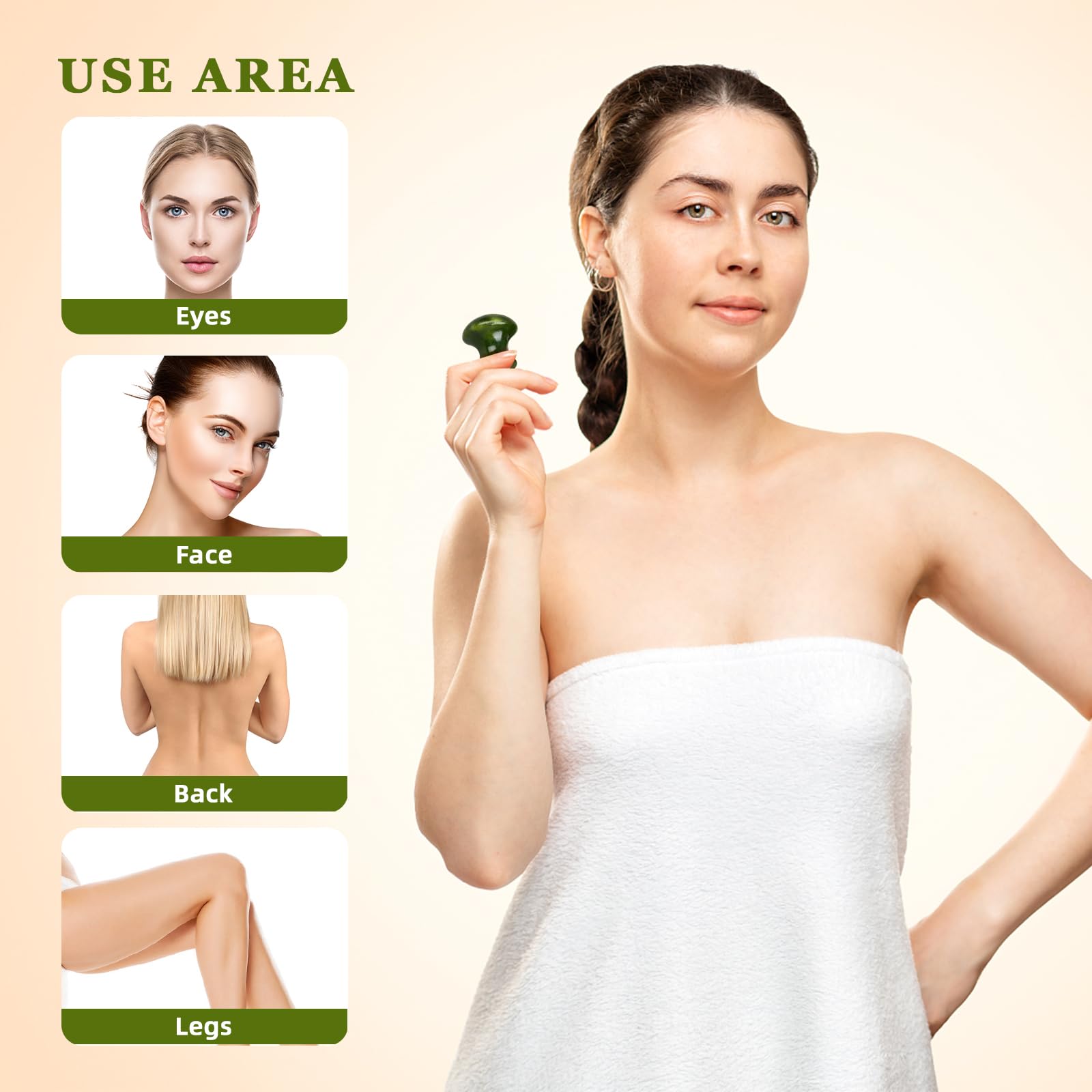 2pcs Gua Sha Tools Quartz Champignon Visage Massager Health Jade Jade Stones Champignon Retirez Les Rides Massager pour Femmes Accueil Spa rose