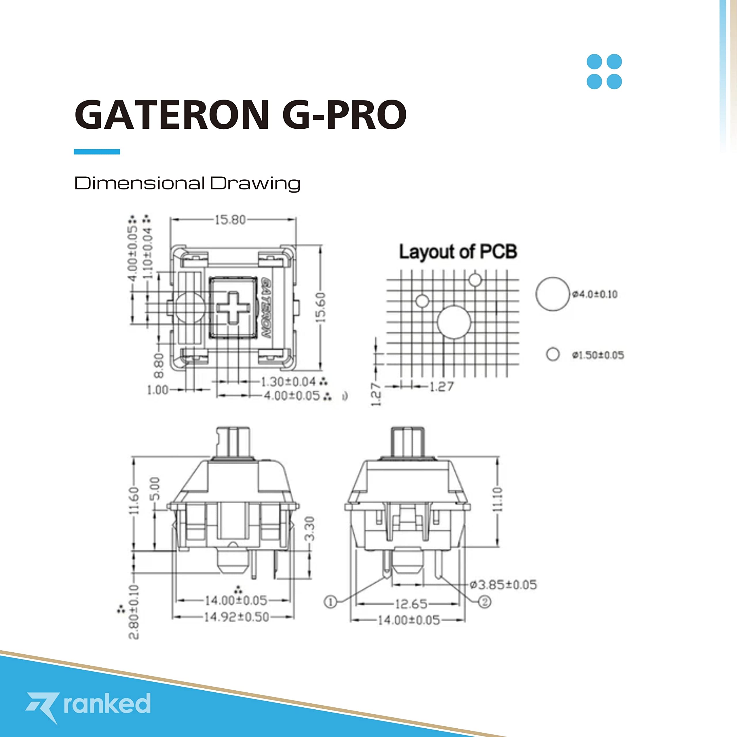 Ranked Gateron ks-9 G PRO Key Switch per tastiere da gioco meccaniche | Montato su piastra | Switches lubrificati (Gateron PRO Red, 90 Pezzi)