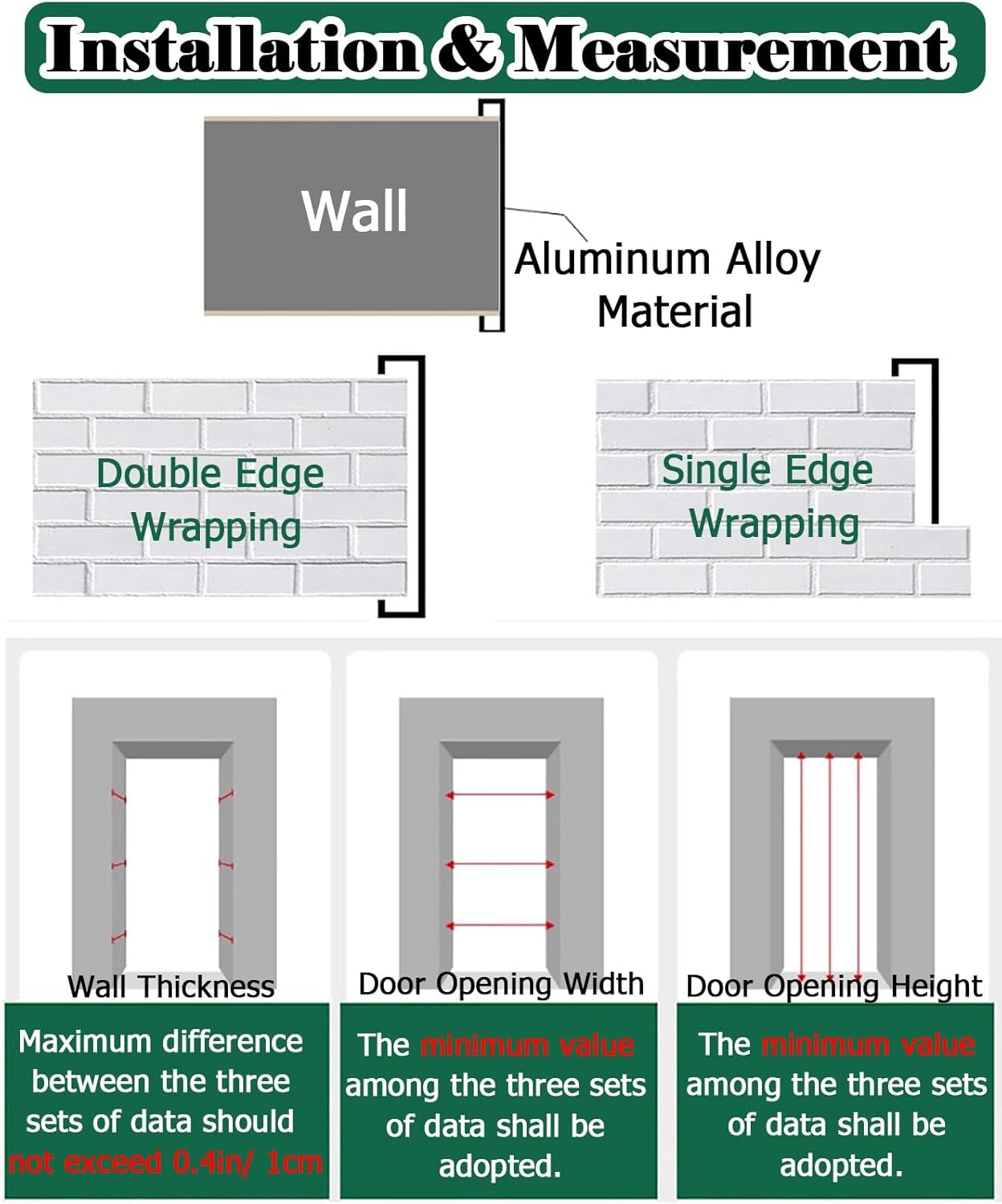 Household Aluminum Alloy Door Frame Trim, Customizable Contemporary Metal Casing for Doorways & Openings, Waterproof & Easy Clean(45x165cm/18x65in)
