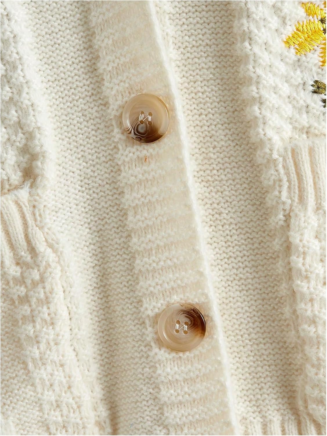 GORGLITTER Women's Chunky Boho Button Up Cute Cardigan Embroideried Fall Trendy 2025 Sweaters Cottage Core Clothes - Image 3