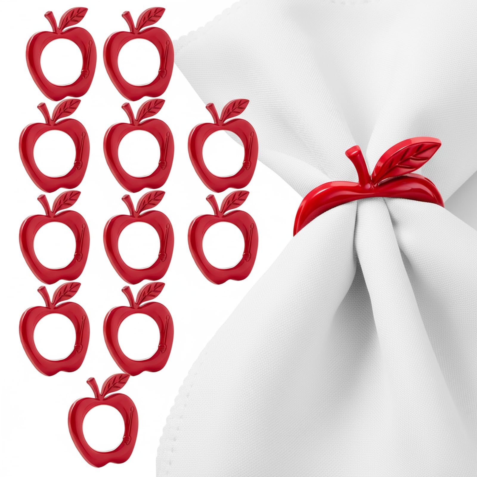 Photo 1 of **MISSING 3***APTWOW Red Apple Napkin Rings Set of 12 - Fall Thanksgiving Napkin Holder, Rosh Hashanah Napkin Rings Bulk for Wedding Party Rosh Hashanah Table Decorations