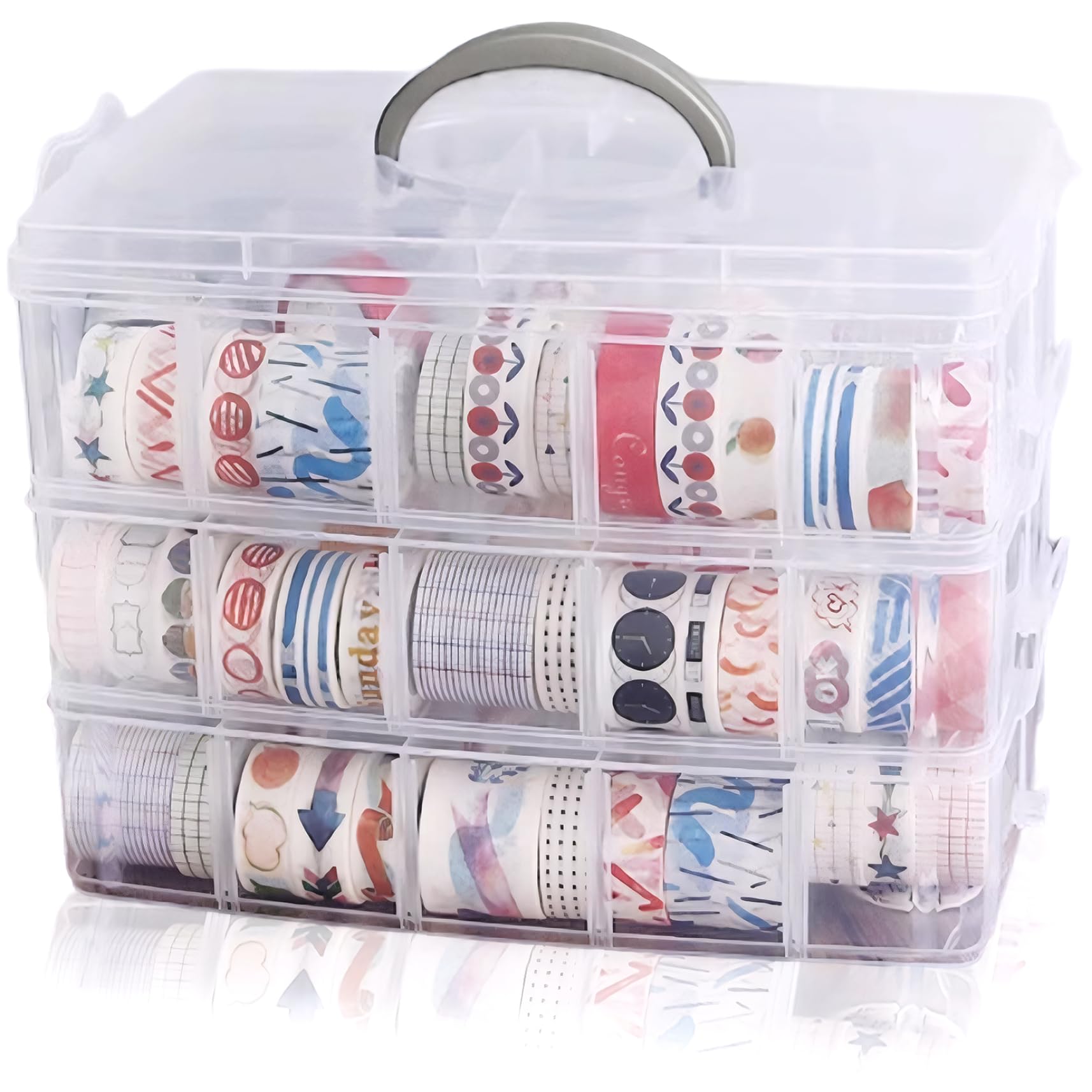 Organiseur Washi adhésif 3 niveaux anti-poussière pour trier perles et jouets
