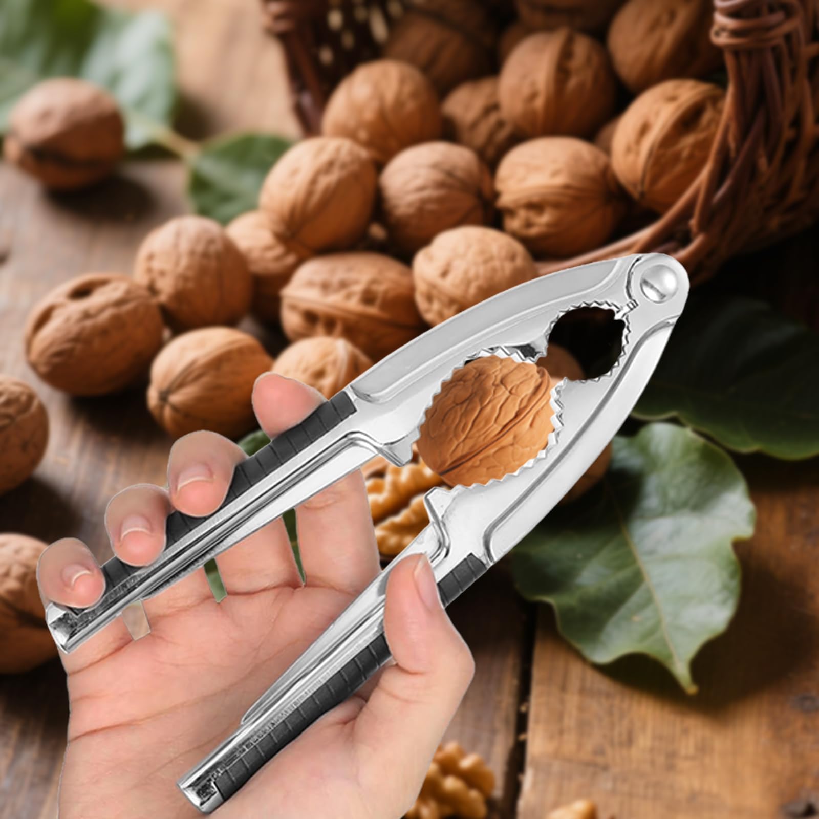 GVSS Casse Noix sans Effort Professionnel 15,5x3,5cm avec Poignée Antidérapante,Casse Noisette en Alliage de Zinc,pour Casser Noix,Noisettes,Amandes et Fruits de Mer
