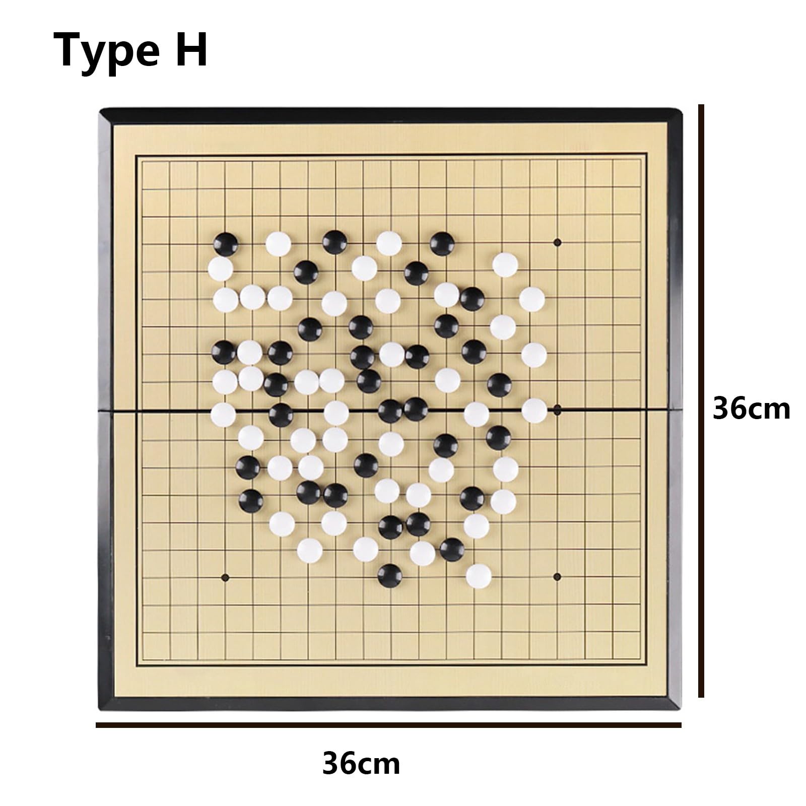 Go Game Set, con piezas magnéticas, tablero plegable y cajas de almacenamiento, piedras convexas individuales para mejorar las habilidades estratégicas y el enfoque (amarillo + negro, H)