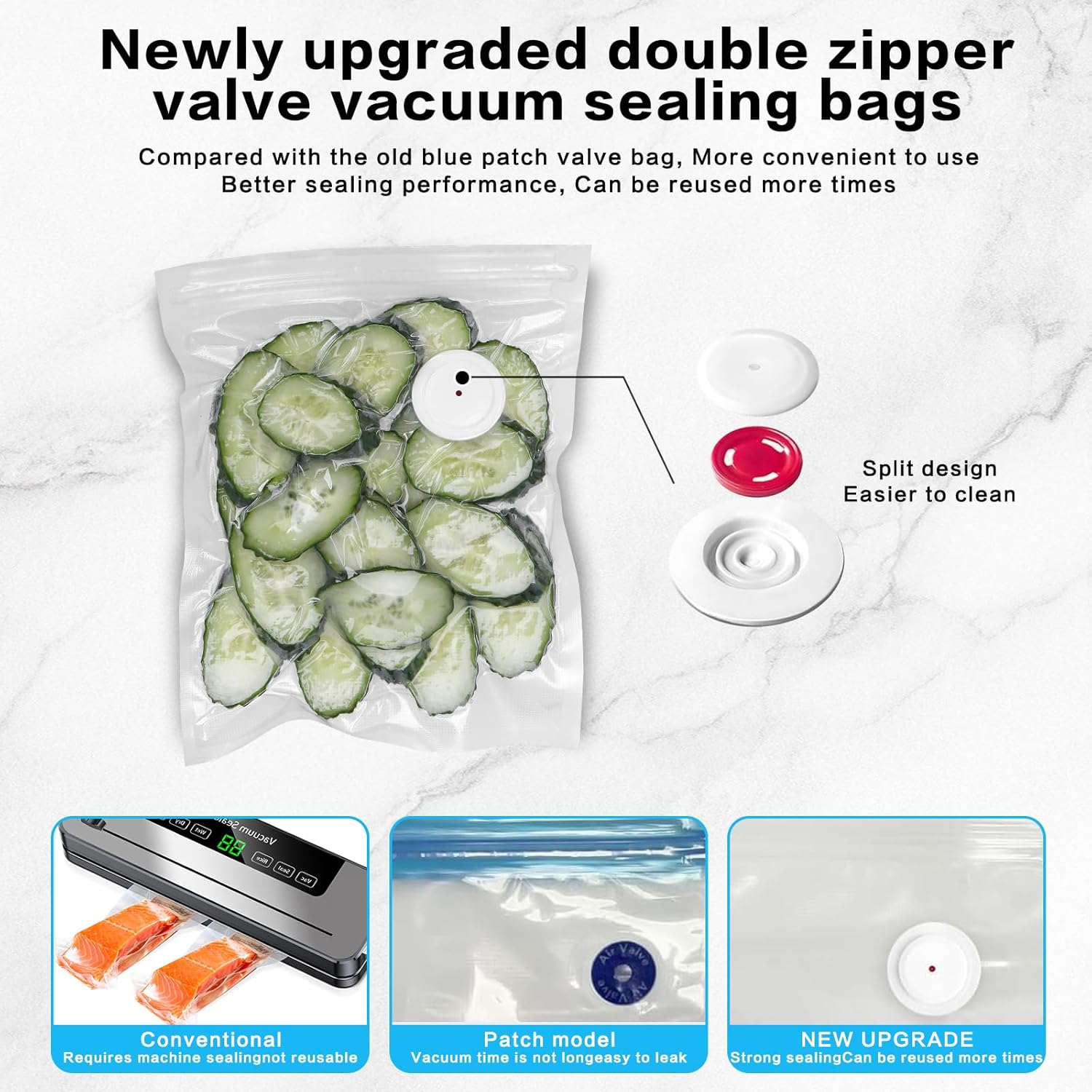 Handheld Vacuum Sealer for Food Powerful Vacuum Sealer Machine,Seal Meal Saver,Portable Food Sealer (Vacuum Sealer Machine + 2 Glass Vacuum Containers + 30 Reusable Vacuum Bags） - Image 5