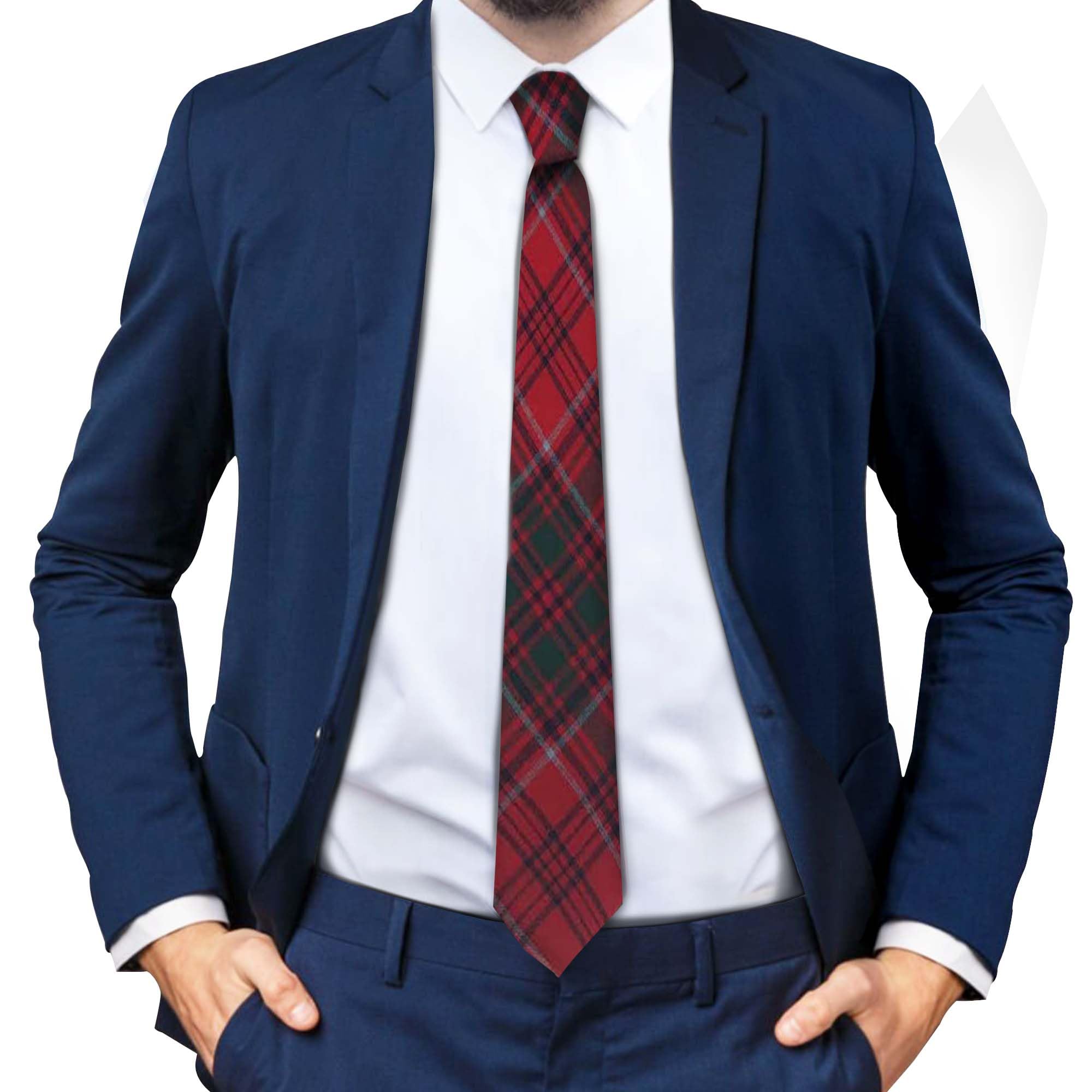 Braw Clans Tartans Men's Grant Modern Tartan Ties For Made In Scotland - 100% Wool - 3.15" Width Ties - Red Tie For - Scottish Tartan Valentines Day, Fathers Day, Wedding