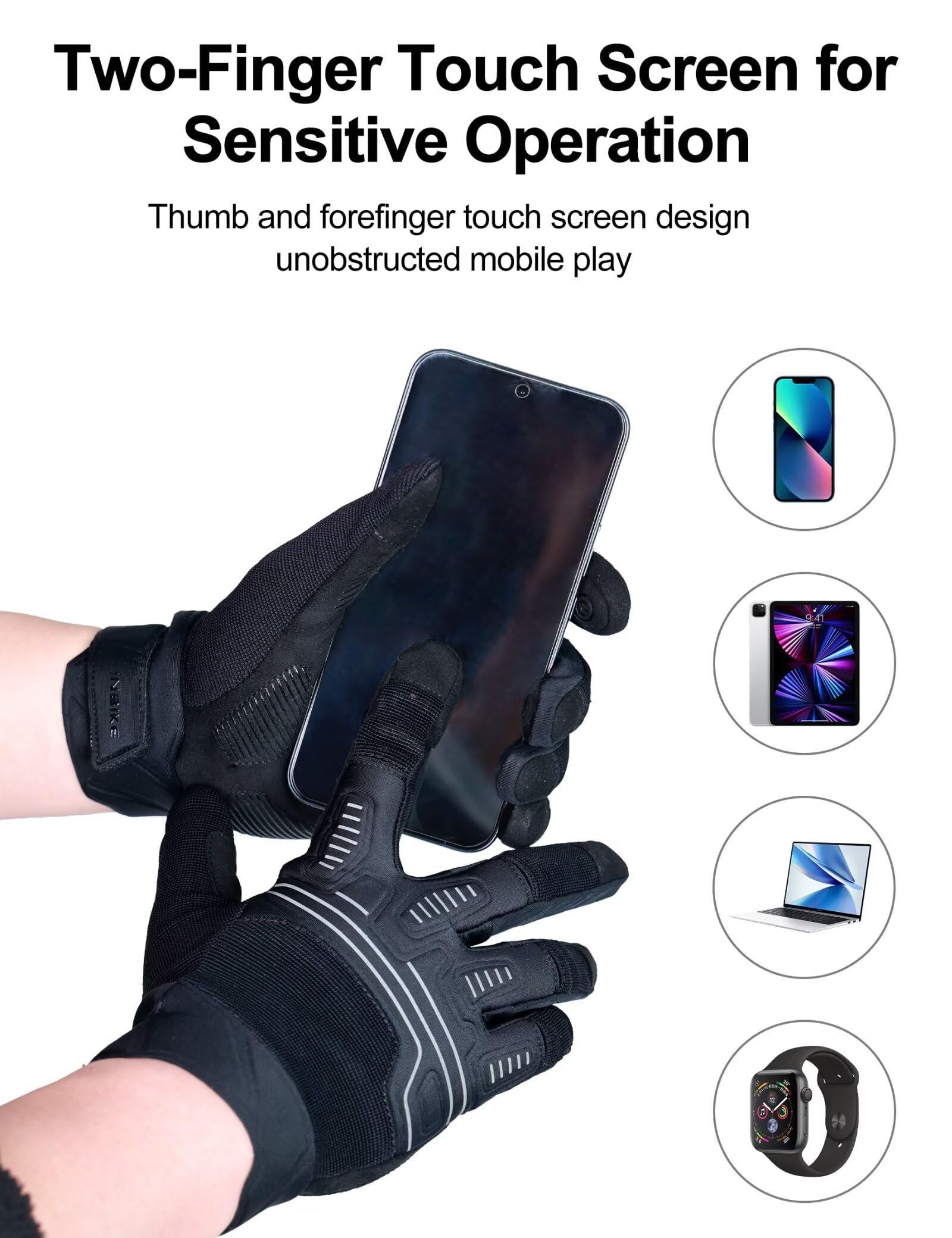 INBIKE Gants de cyclisme unisexes pour VTT - Gants de cyclisme à doigts longs avec coussinet antidérapant absorbant les chocs