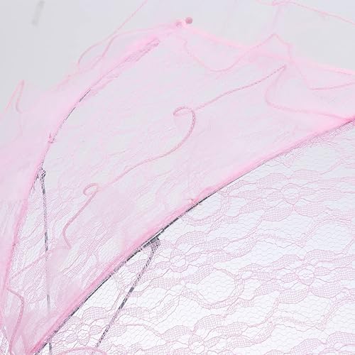 Miniatura 4 de Amosfun Sombrilla de encaje rosa Vintage Boda nupcial paraguas hecho a mano flores bordado paraguas para novia novia foto dama traje 1920s fiesta