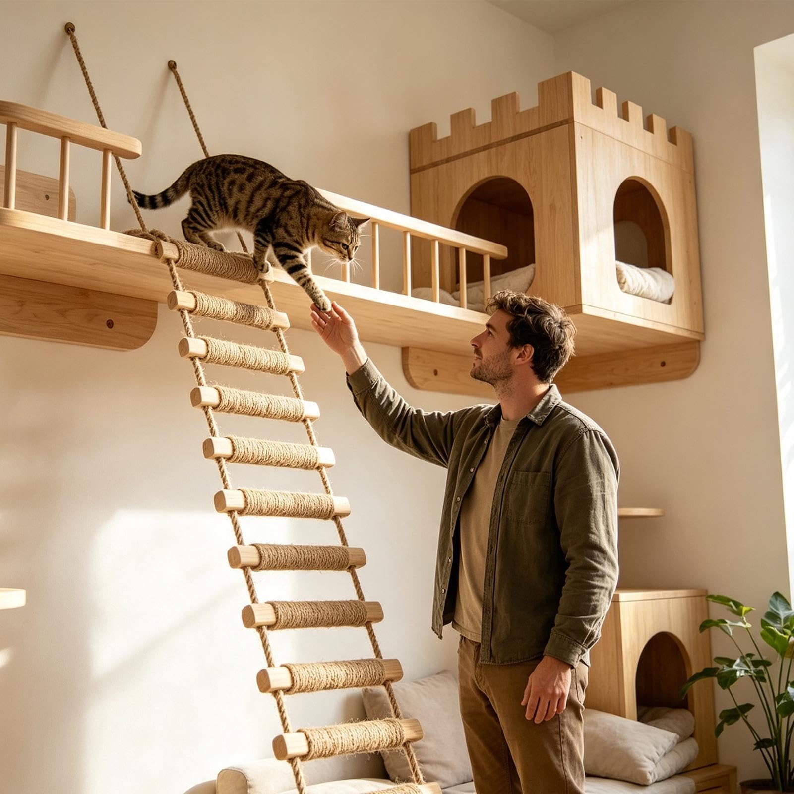 Gatto Gradini per Parete Sisal Giocattolo Arrampicata Interattivo