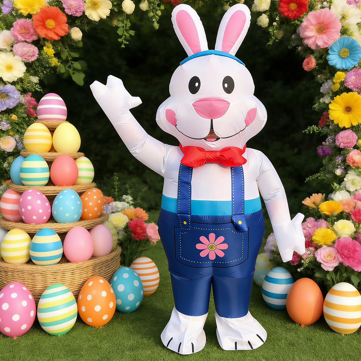 JASHKE Disfraz Inflable de Conejo Adulto Disfraces Conejo de Pascua Disfraces Conejos hinchables Traje Inflable para Pascua