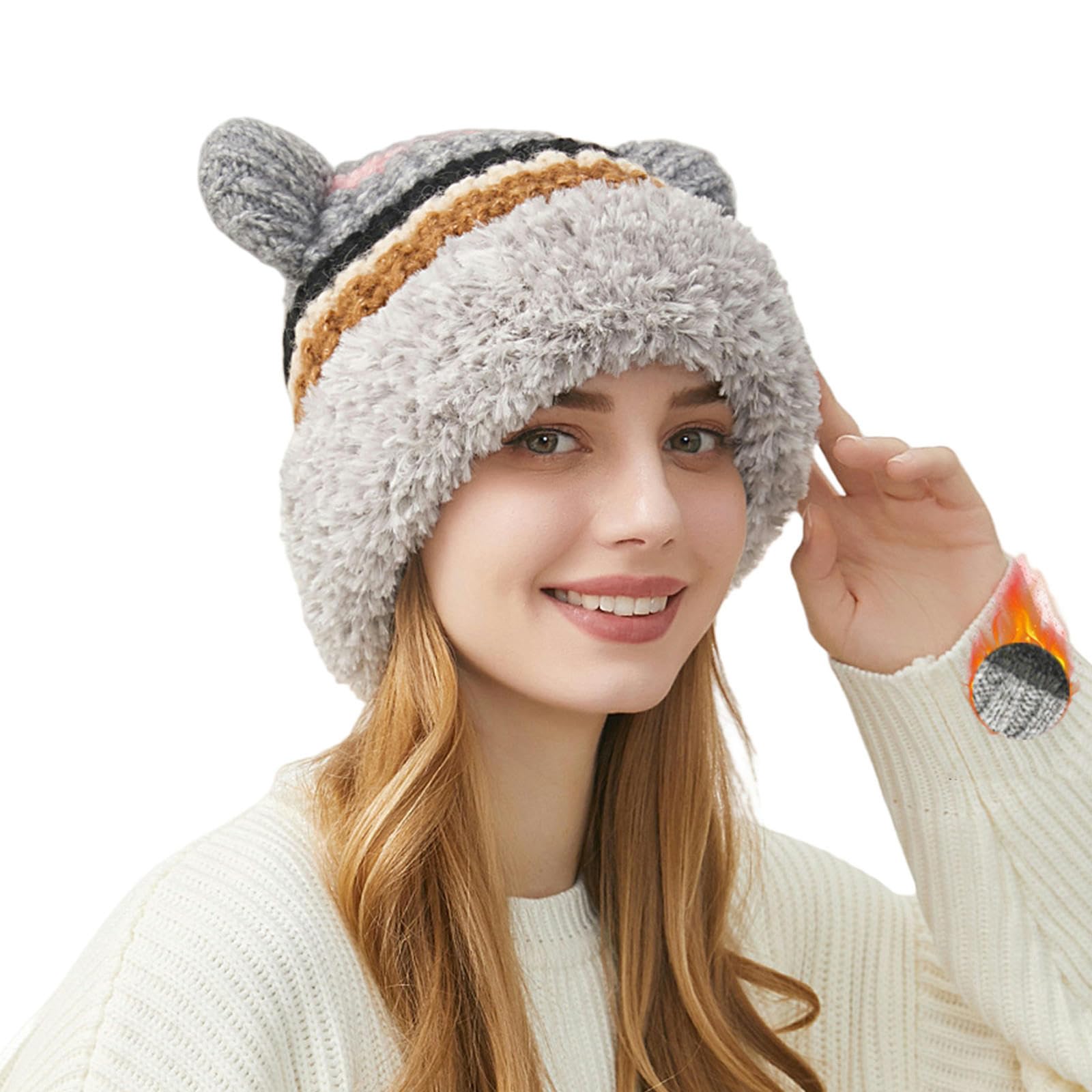 Sombrero Invierno Mujer Sombreros De Invierno para Mujeres Sofisticados Sombreros Unisex Al Aire Libre Fuzzy Winter Sombrero De Invierno Hecho A Mano Elegante-Negro