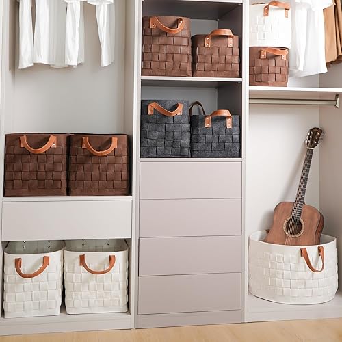 Miniatura 8 de boldmonkey Cesta para mantas, cestas de lavandería de fieltro tejido XXL con asa, almacenamiento de guardería, sala de estar, redonda, para