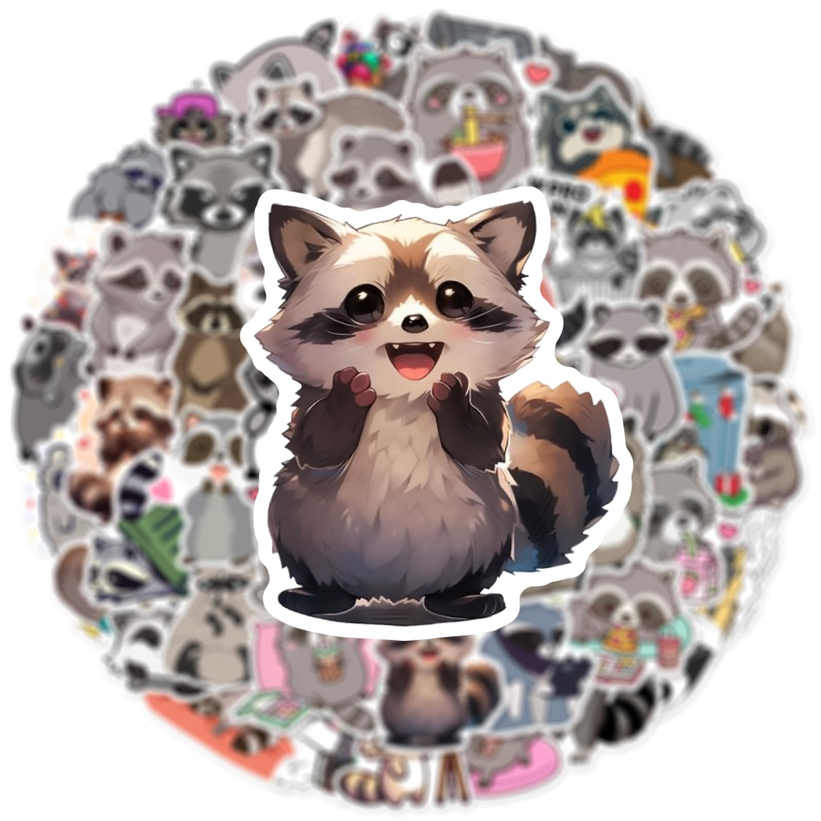 Cute Raccoon Stickers 50PCS for Adult Kids Teens,Kawaii Cartoon Animal Waterproof Decals for Laptop Scrapbook Luggage Water Bottle Cup Guitar Bicycle Cars Journal Refrigerator Phone Computer - Image 4