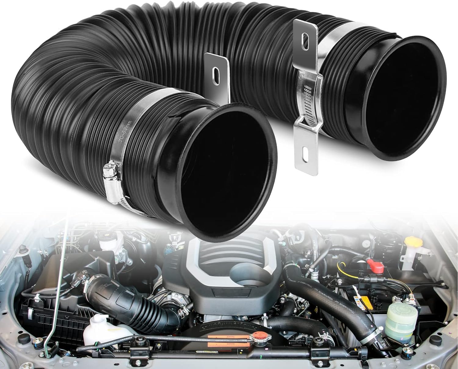 76mm Universal Luftansaugschlauch für Auto, Flexible Auto Ansaugrohr Luftfilter Kaltluftansaugrohr, Kaltluft Turbo Ansaugrohr Ausziehbar Lufteinlassschlauch, Für Turbolader & Kaltluftansaugung