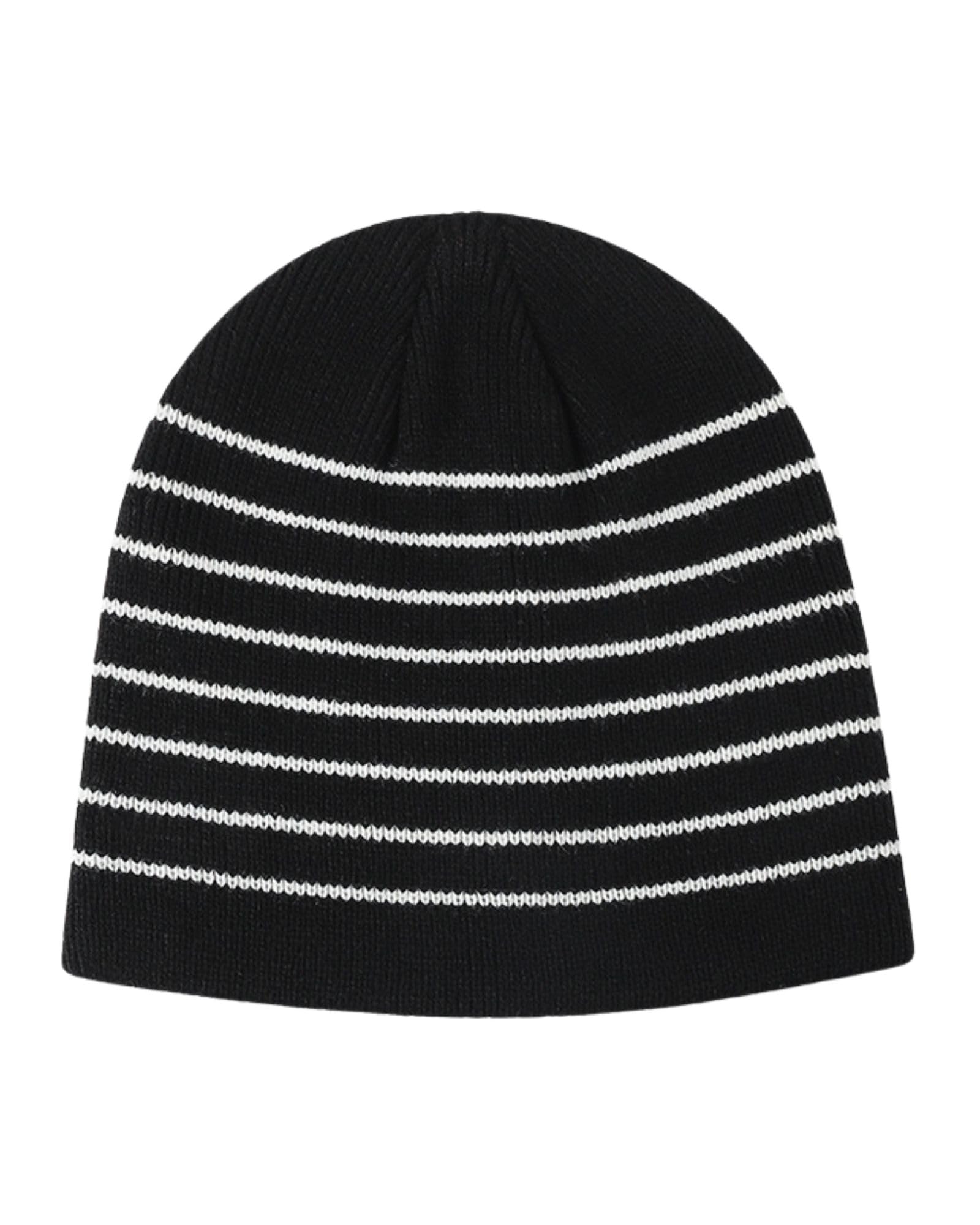CORIRESHA Unisex Winter Plus Velvet Warm Fashion Striped Color Matching Golf Knitted Flat Brim Hat