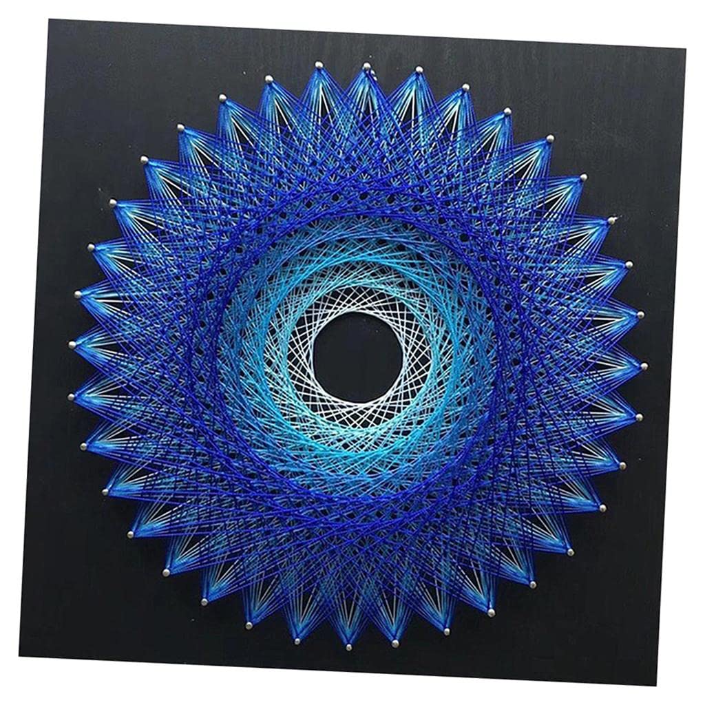 Kit de String Art Ensemble Activités Manuelles Fil Tableau Bois Broderie Création Adaptée Enfants Adultes Décoration Créatifs, Bleu