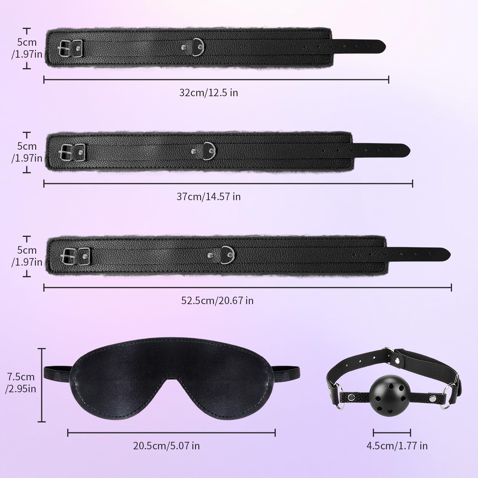 Qoosea Sexo Bondage Restricciones Kits SM 15PCS Set Bondage Ajustable Juegos para adultos en pareja Set de Restricción con Foxtail Plug Anal Esposas para Principiantes Experimentados(Negro)