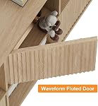 FATORRI 6 Cube Horizontal Bookshelf with 3 Doors, Modern Wood Book Shelf with Storage, Low Cubby Bookcase for Home Office (Light Walnut)