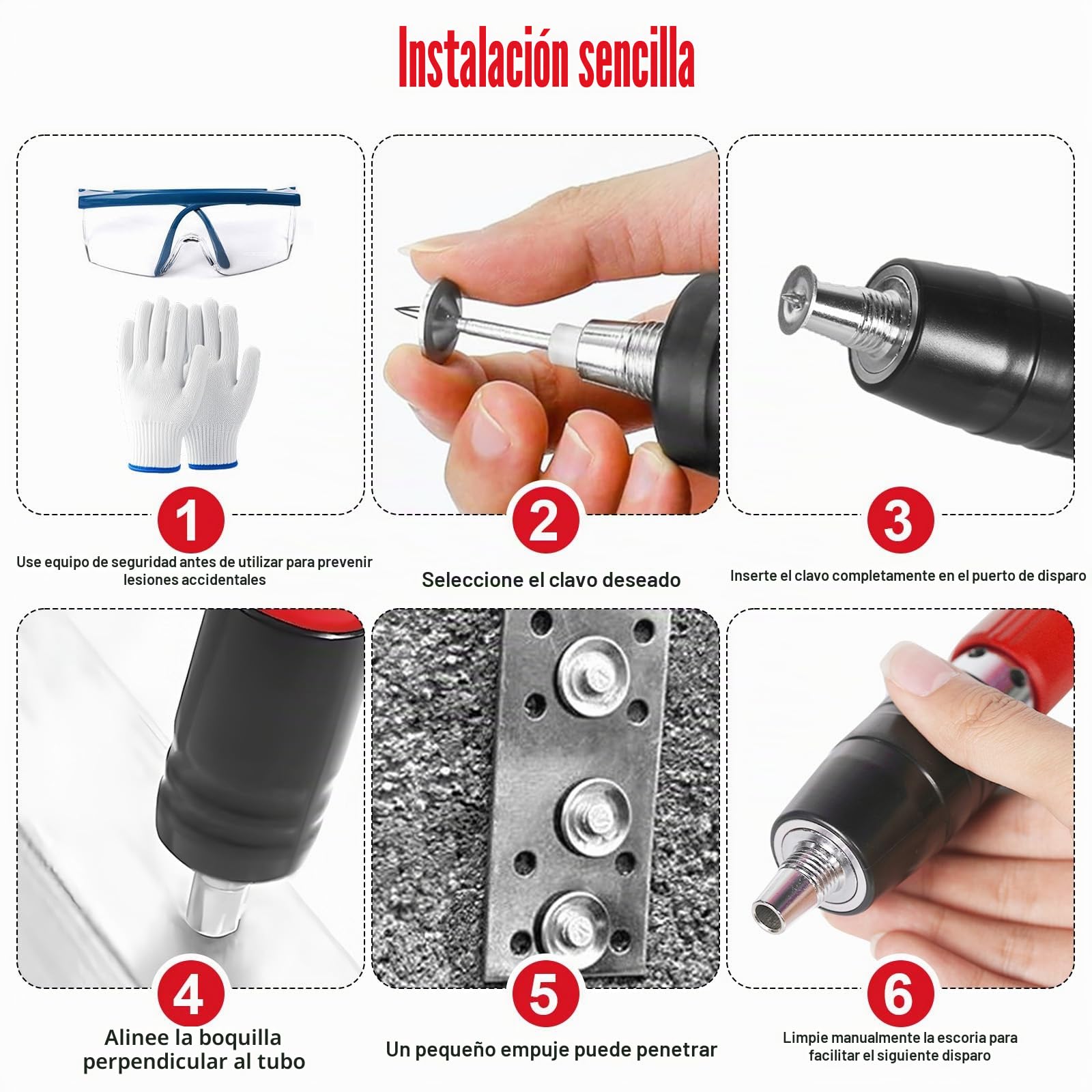 100 Piezas Clavos para Pistola de Clavos, Diámetro 7,3mm Clavadora Hormigon, Mini Clavos Redondos para Techos, Paredes, Placas de Acero