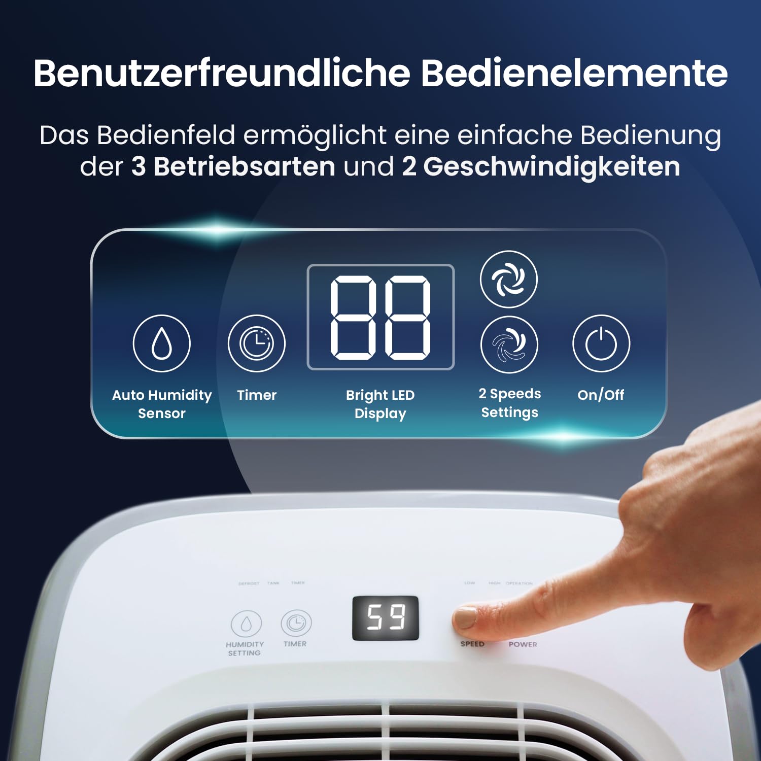 Cosi Home Luftentfeuchter 12L in 24h Entfeuchtungsleistung - Raumgröße ca. 160m³ (~10 m²) - Luftentfeuchter elektrisch mit Feuchtigkeitssensor, Ablaufschlauch, Timer - Gegen Feuchtigkeit, Schimmel