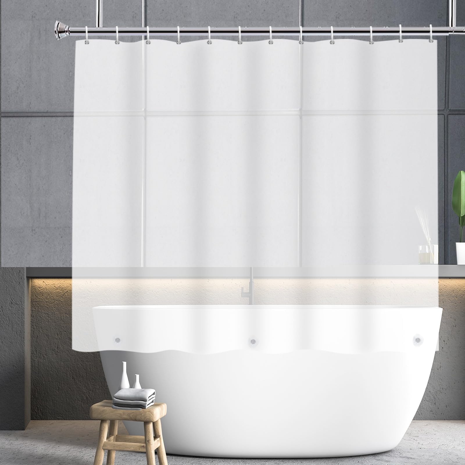 YISURE Short Frosted Shower Curtain 60 inches, PEVA