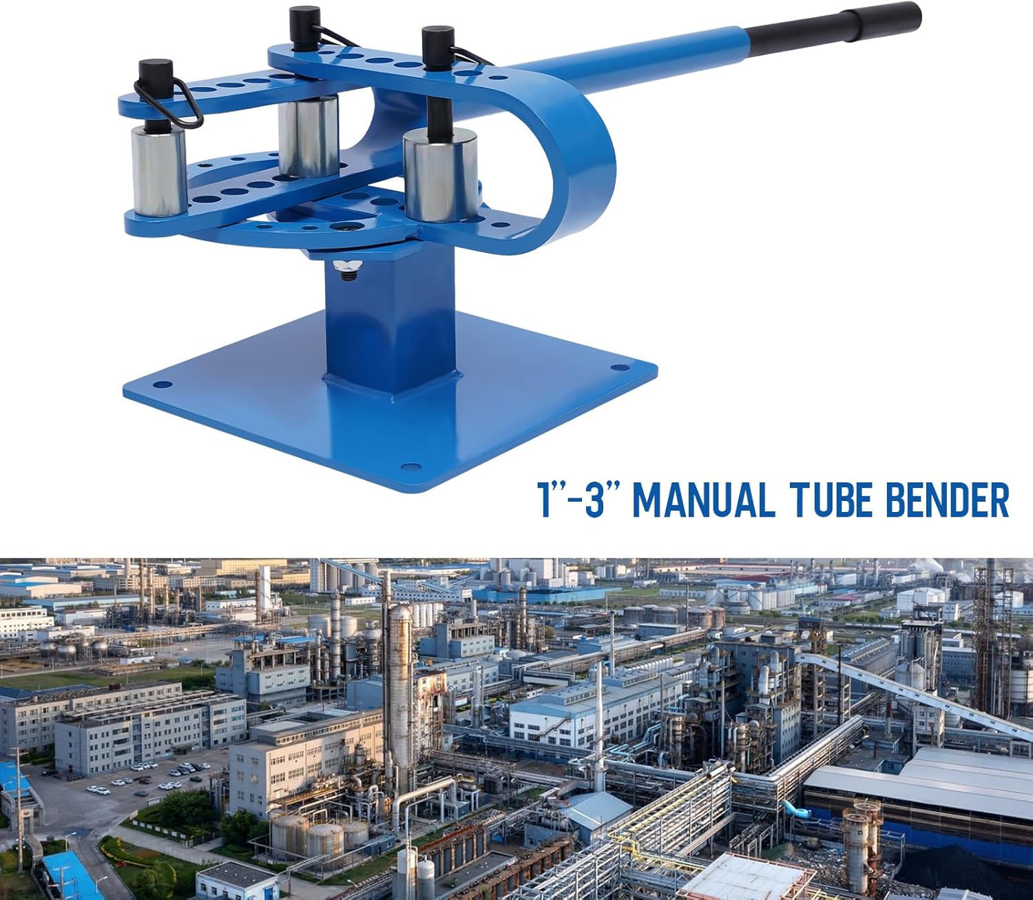 Manual Tube Bender,Metal Rod Bar Bender Bending Tool,1"-3" Round Square Bar Tubing Bender Tool with 7 Bending Dies,Heavy Duty Bench Top Pipe Bending Machine for Garage Repair Shops,Construction